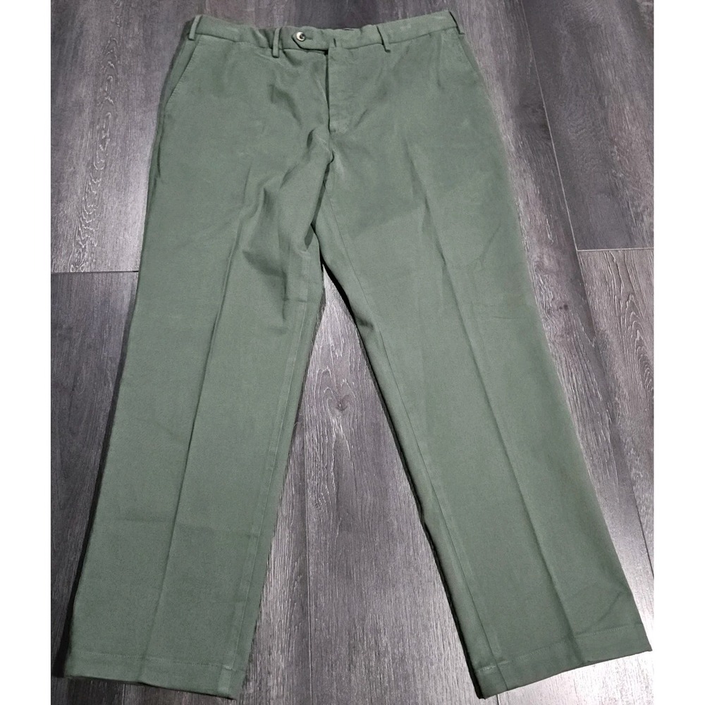 PT01 Gentleman Fit Chino Pant Men 38x30 Green Stretch Preppy City Smart Office